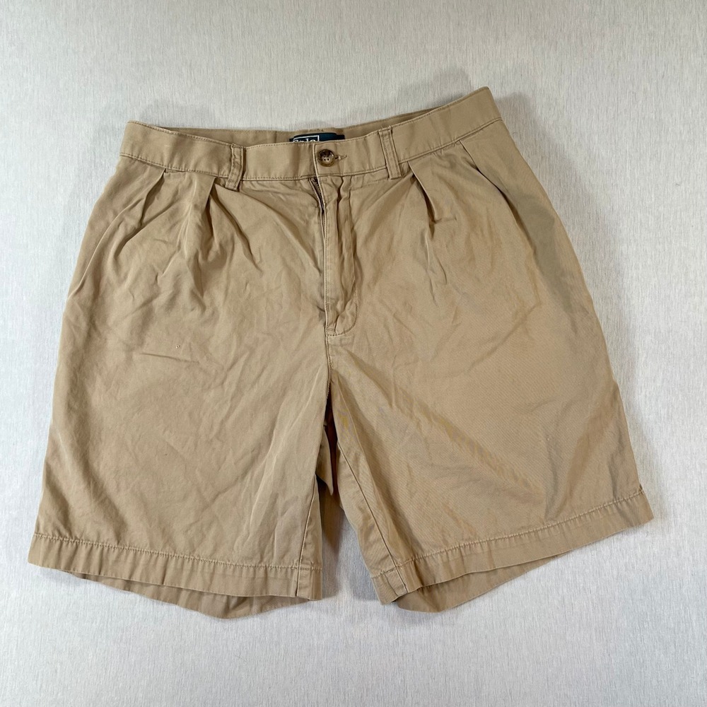 Polo Ralph Lauren Tyler Short Mens 33 Tan Khaki Pleated Chino Cotton Shorts